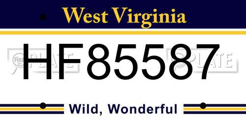 HF85587 West Virginia License Plate