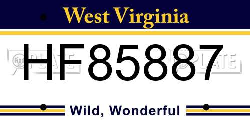 HF85887 West Virginia License Plate