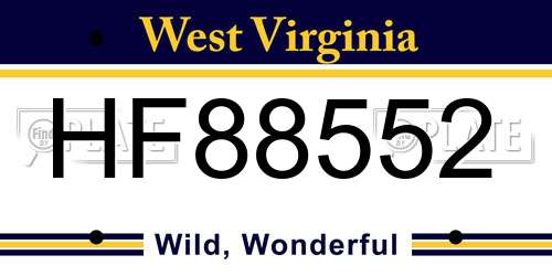 HF88552 West Virginia License Plate