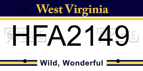 HFA2149 West Virginia License Plate