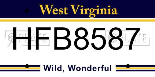HFB8587 West Virginia License Plate