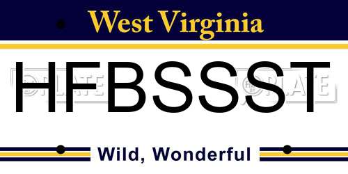 HFBSSST West Virginia License Plate