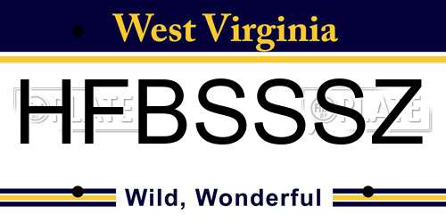 HFBSSSZ West Virginia License Plate