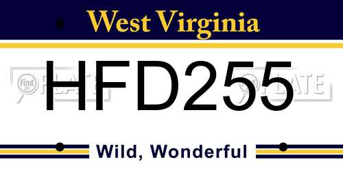 HFD255 West Virginia License Plate