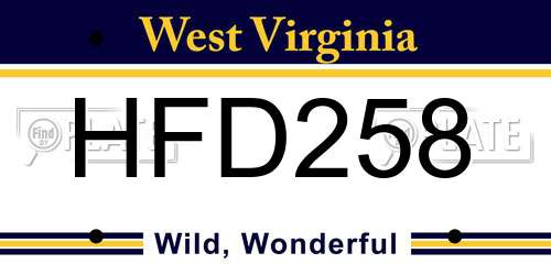 HFD258 West Virginia License Plate