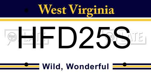 HFD25S West Virginia License Plate