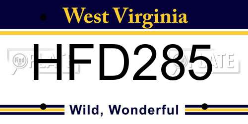 HFD285 West Virginia License Plate