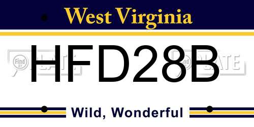 HFD28B West Virginia License Plate