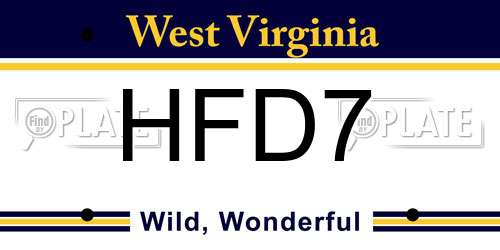 HFD7 West Virginia License Plate