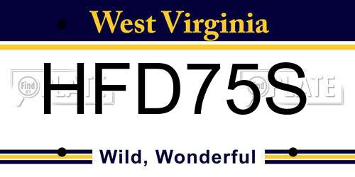 HFD75S West Virginia License Plate
