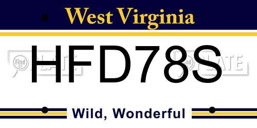 HFD78S West Virginia License Plate