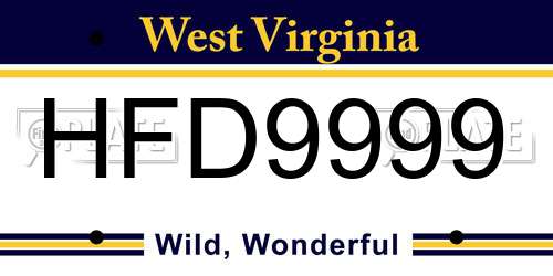 HFD9999 West Virginia License Plate