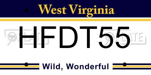 HFDT55 West Virginia License Plate