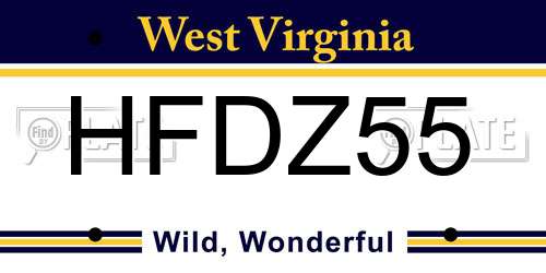 HFDZ55 West Virginia License Plate