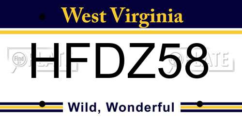 HFDZ58 West Virginia License Plate