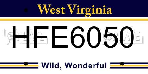 HFE6050 West Virginia License Plate
