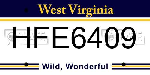 HFE6409 West Virginia License Plate