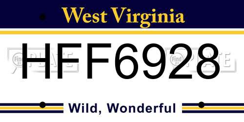 HFF6928 West Virginia License Plate