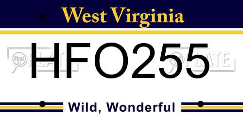 HFO255 West Virginia License Plate