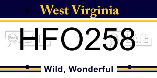 HFO258 West Virginia License Plate