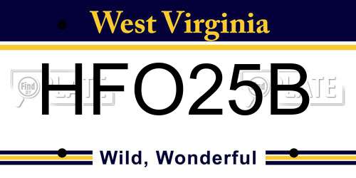 HFO25B West Virginia License Plate