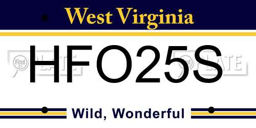 HFO25S West Virginia License Plate