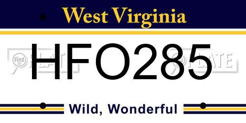 HFO285 West Virginia License Plate