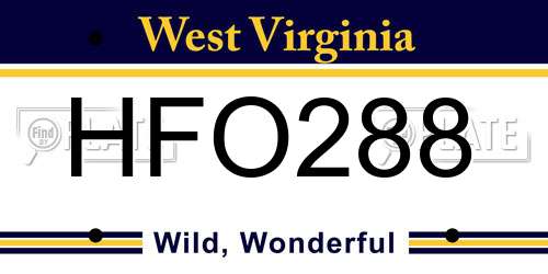 HFO288 West Virginia License Plate