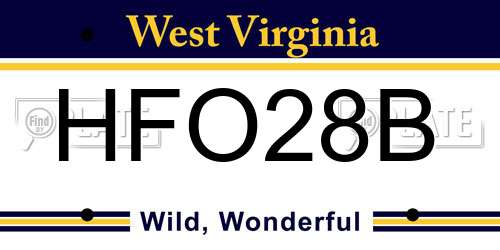 HFO28B West Virginia License Plate