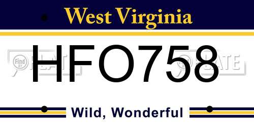 HFO758 West Virginia License Plate