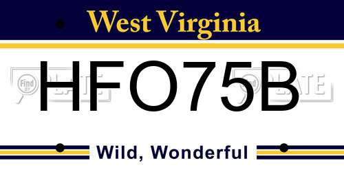 HFO75B West Virginia License Plate