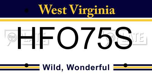 HFO75S West Virginia License Plate