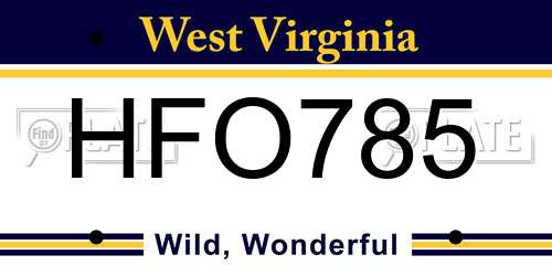 HFO785 West Virginia License Plate