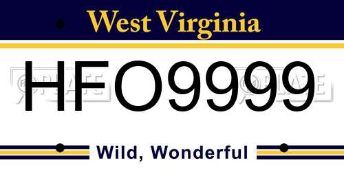 HFO9999 West Virginia License Plate