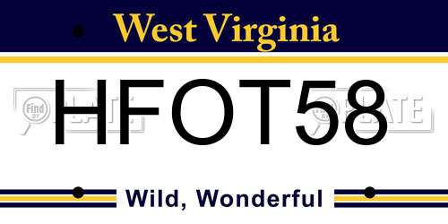 HFOT58 West Virginia License Plate