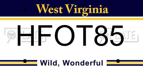 HFOT85 West Virginia License Plate