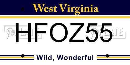HFOZ55 West Virginia License Plate
