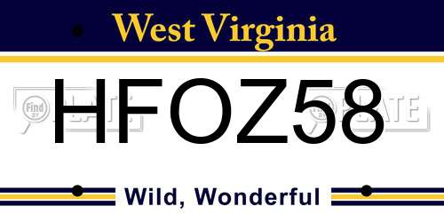 HFOZ58 West Virginia License Plate