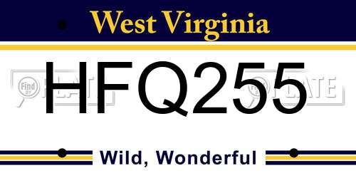 HFQ255 West Virginia License Plate