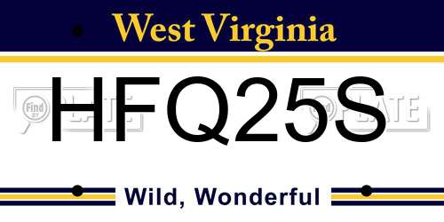 HFQ25S West Virginia License Plate