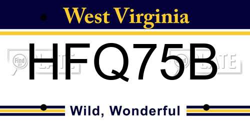 HFQ75B West Virginia License Plate