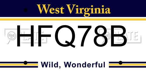 HFQ78B West Virginia License Plate