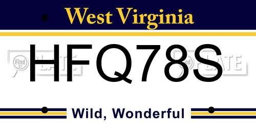 HFQ78S West Virginia License Plate