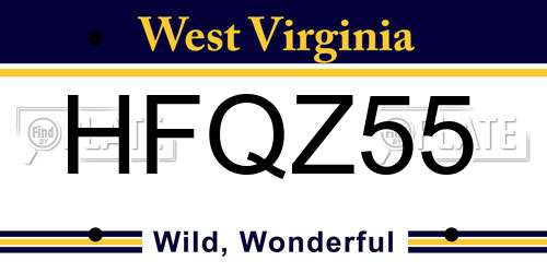 HFQZ55 West Virginia License Plate