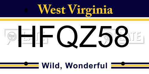 HFQZ58 West Virginia License Plate