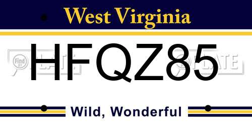 HFQZ85 West Virginia License Plate