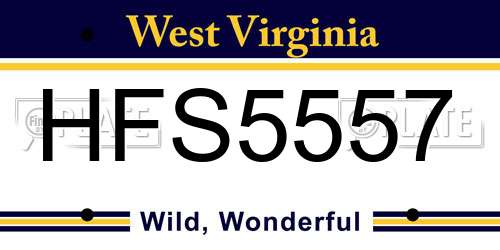 HFS5557 West Virginia License Plate