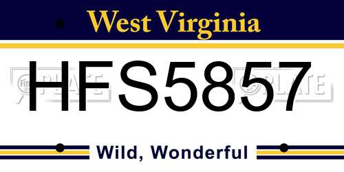 HFS5857 West Virginia License Plate