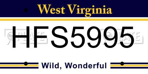 HFS5995 West Virginia License Plate