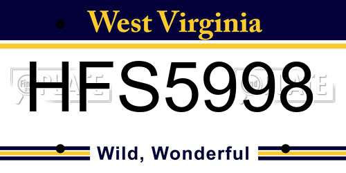 HFS5998 West Virginia License Plate
